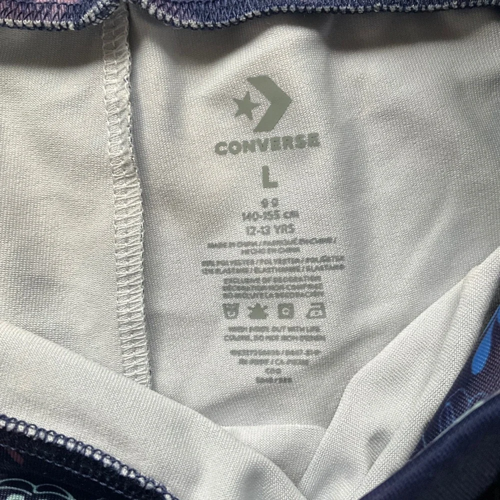 Converse All Star Kids Floral‎ Leggings Navy Blue Purple Teal Girls Large 12-13Y